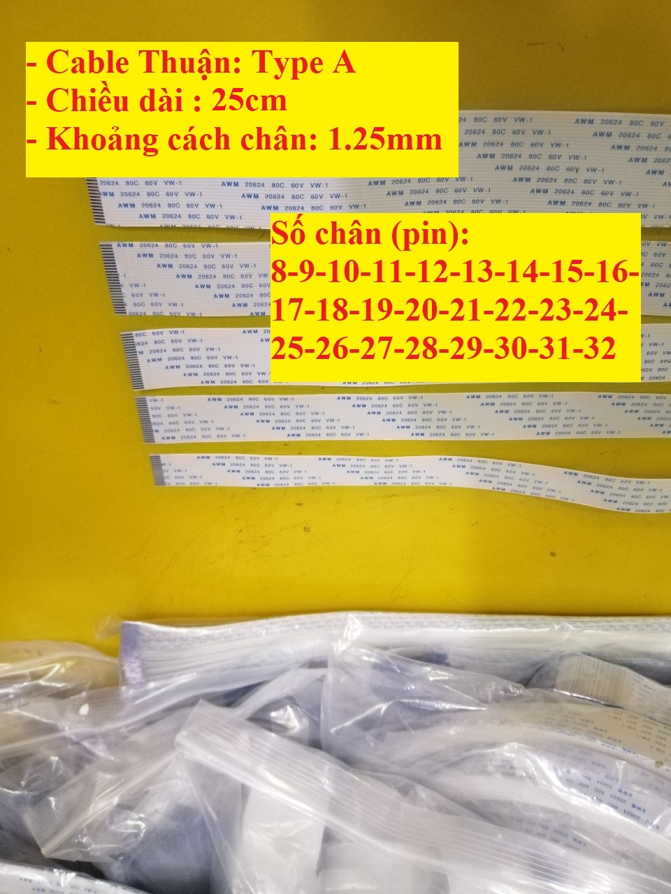 Cable ffc thuận 1.25mm dài 20-25cm