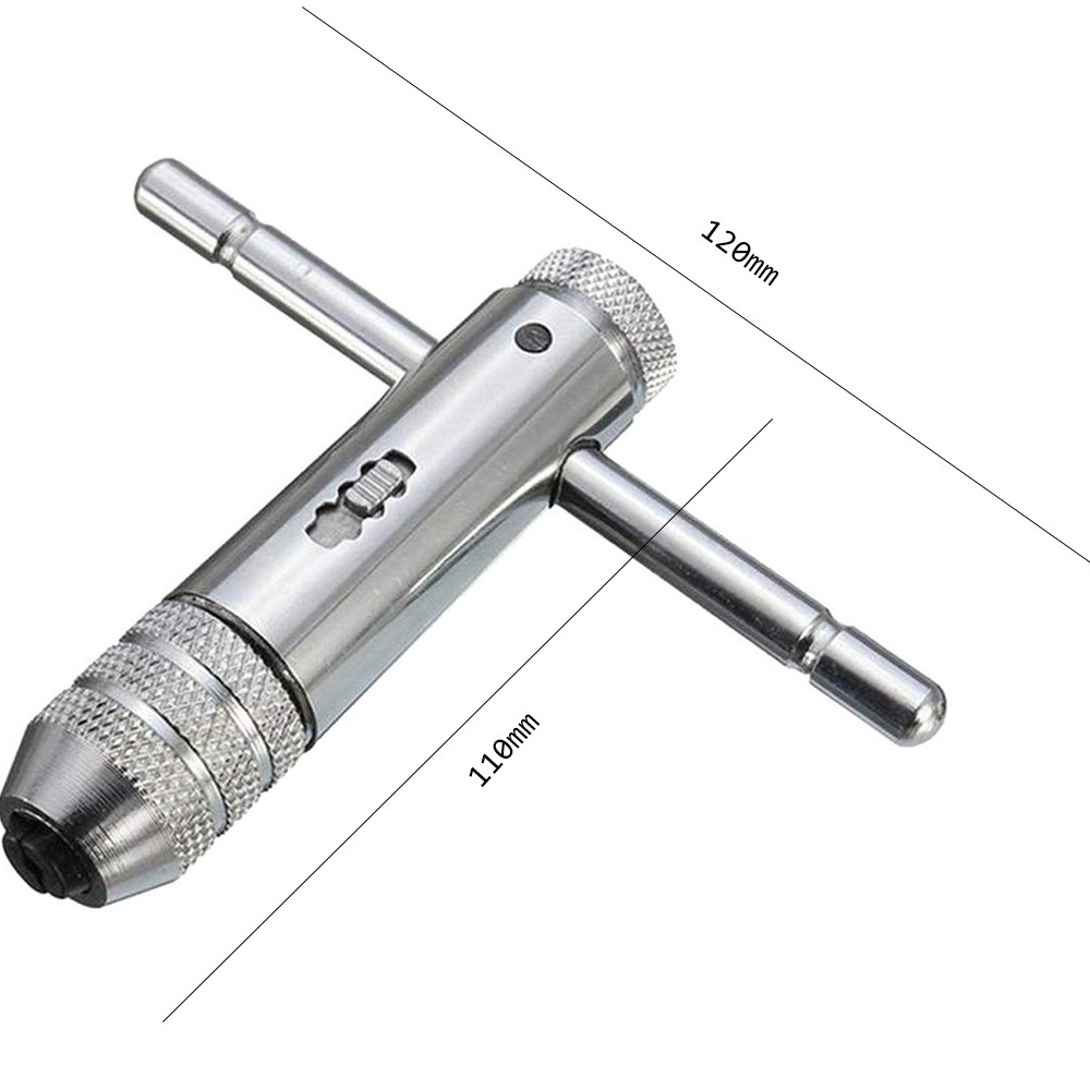 Bộ taro tay tự động chữ T, Tay quay taro, taro cắt ren - hàm kẹp đều chỉnh linh hoạt M5-M12, cần siết dạng chữ T có thể trượt ngan linh hoạt