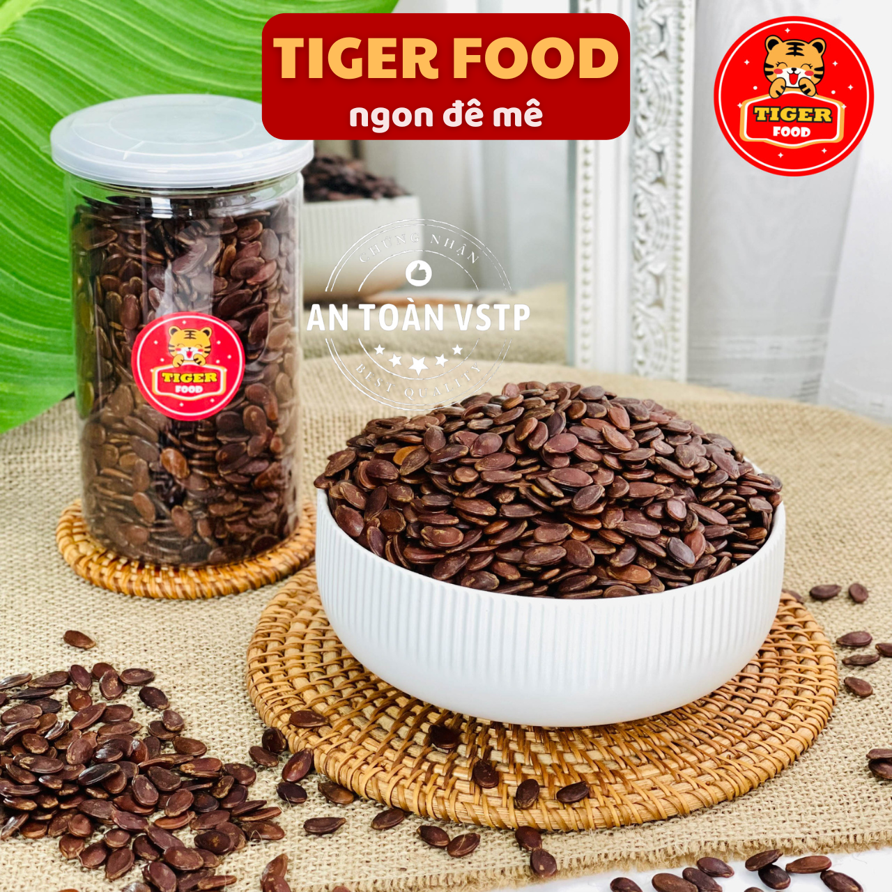 Hạt dưa mộc 400g tiger food hạt dưa không phẩm màu giòn béo hạt to - quà tết 2023