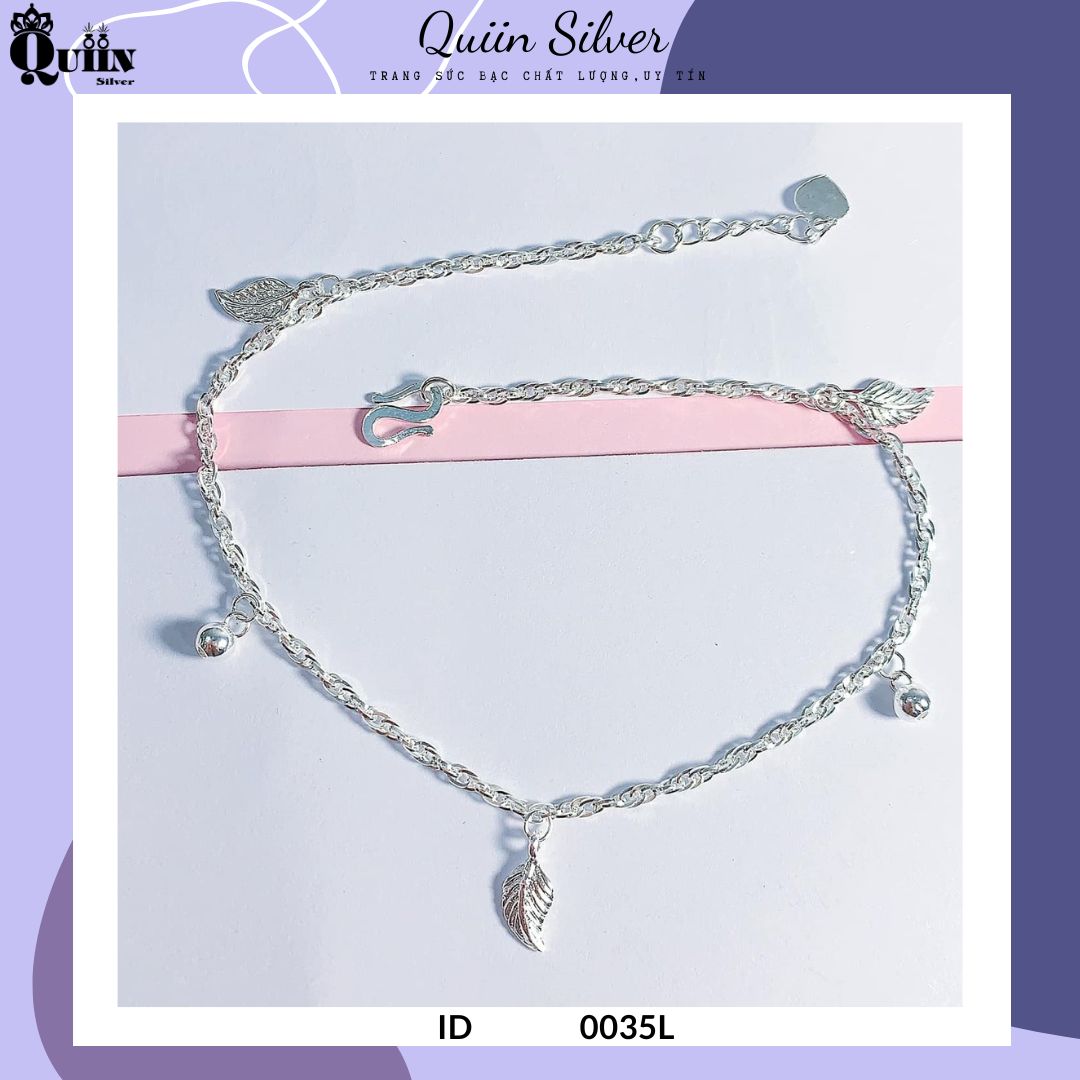 Lắc chân bạc ta, bạc s925 quiin - hình lá dành cho nữ 0035l