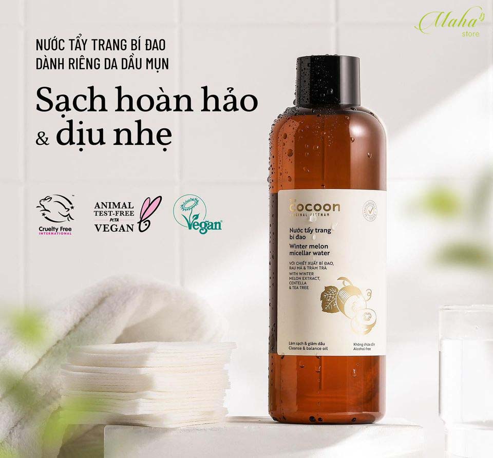 Nước tẩy trang bí đao Cocoon 500ml dành cho da mụn làm sạch sâu, giảm mụn, cấp ẩm