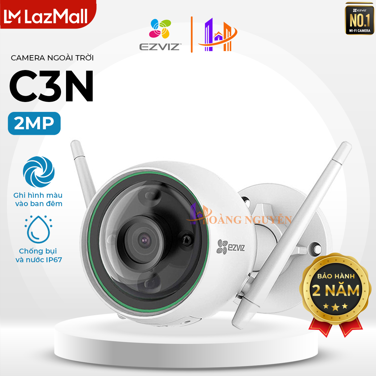 LAZMALL Camera Wifi C3N EZVIZ Kèm Thẻ 32GB,64GB,128GB 2.0 Megapixels -