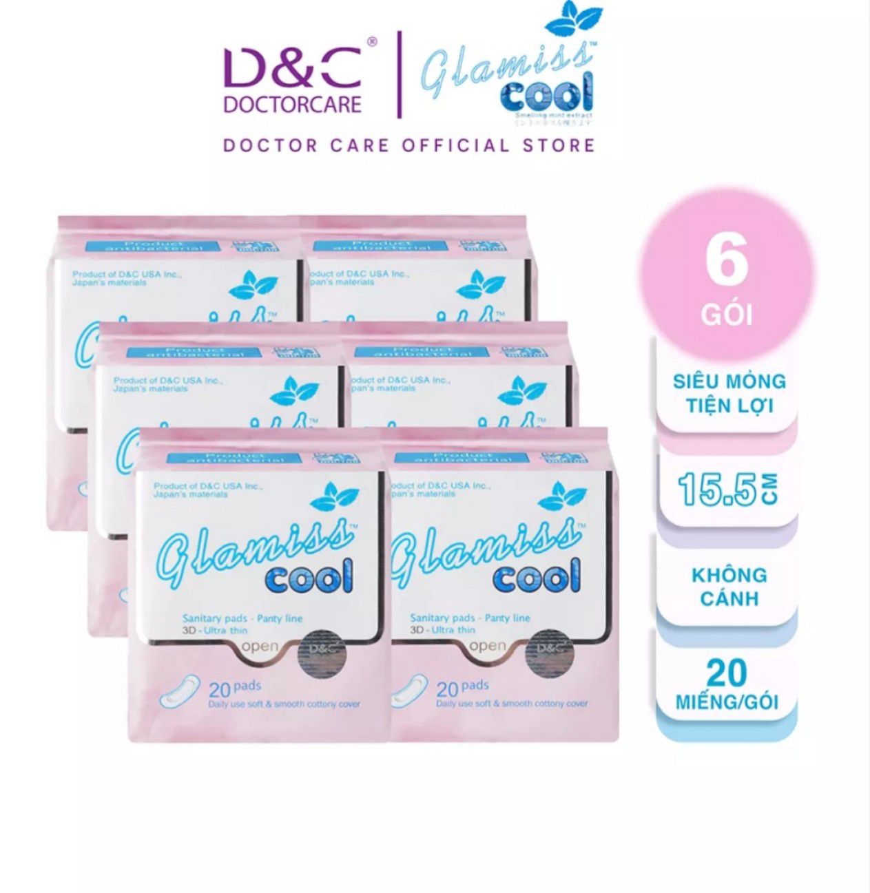 Combo 3 gói ban ngày, 2 gói hàng ngày, 1 gói đêm Glamiss cool.