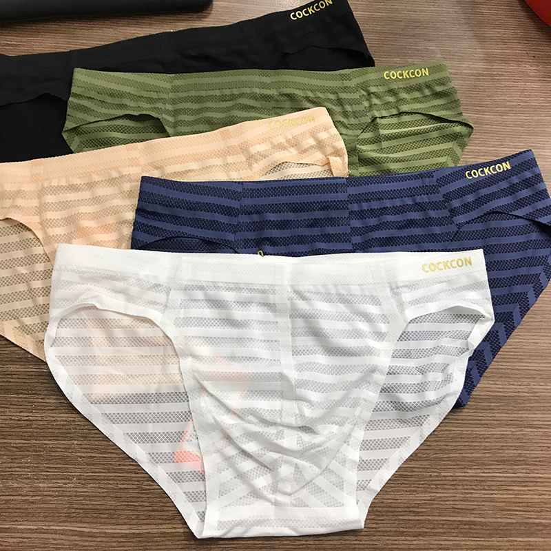 Quần lót nam lưới thun lạnh không đường may, sịp nam trong suốt tam giác lưới mỏng nhẹ QLW610