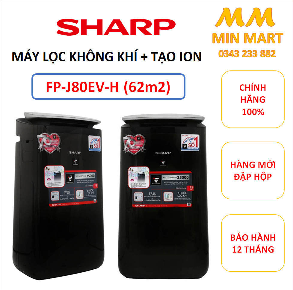 Lọc không khí sharp fp-j80ev-h - nhập khẩu thái lan: cam kết chính hãng, hàng mới đập hộp, bảo hành 12 tháng