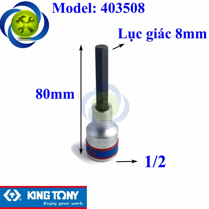 Tuýp lục giác 8mm kingtony 403508 loại 1/2 dài 80mm