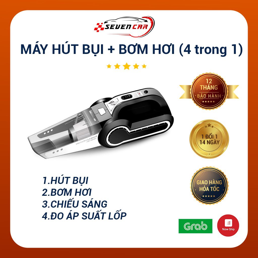 Máy hút bụi cầm tay, thông minh - máy hút bụi oto kèm bơm hơi công suất lớn 4 in 1 cao cấp