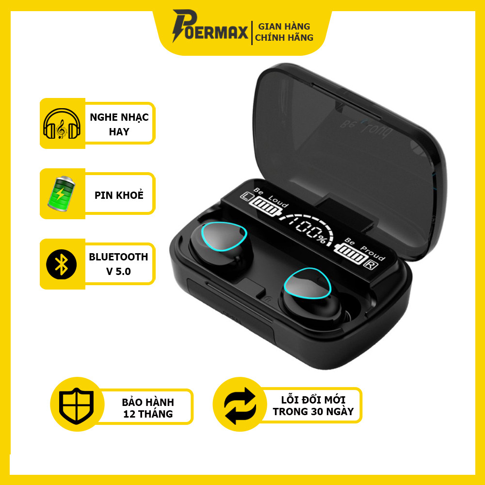 Tai nghe bluetooth pin trâu M10, tai nghe không dây cảm ứng với màn hình hộp sạc hiển thị pin thông minh, âm thanh HiFi siêu bass