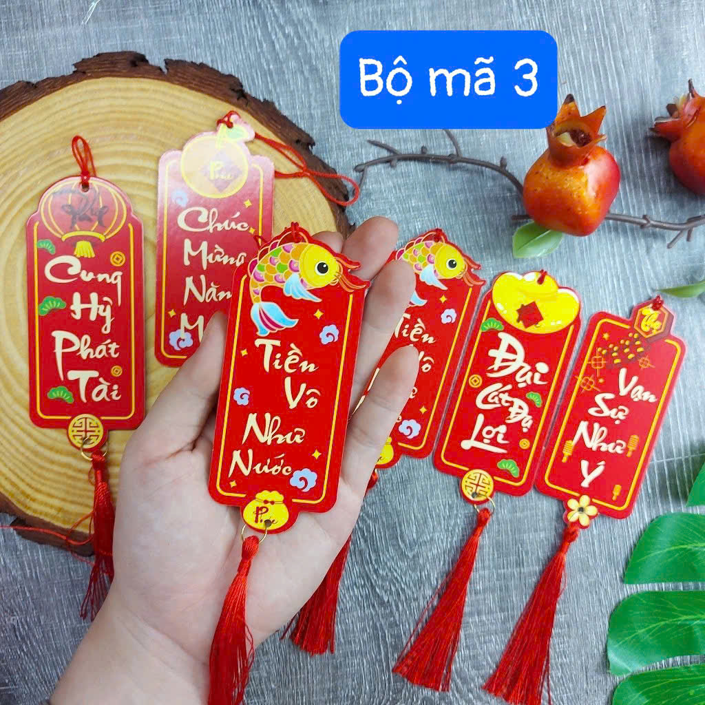 [ giao nhanh toàn quốc ] Bộ 6 tag thần tài treo cây cảnh trang trí năm mới gồm nhiều mẫu được chọn thoải mái