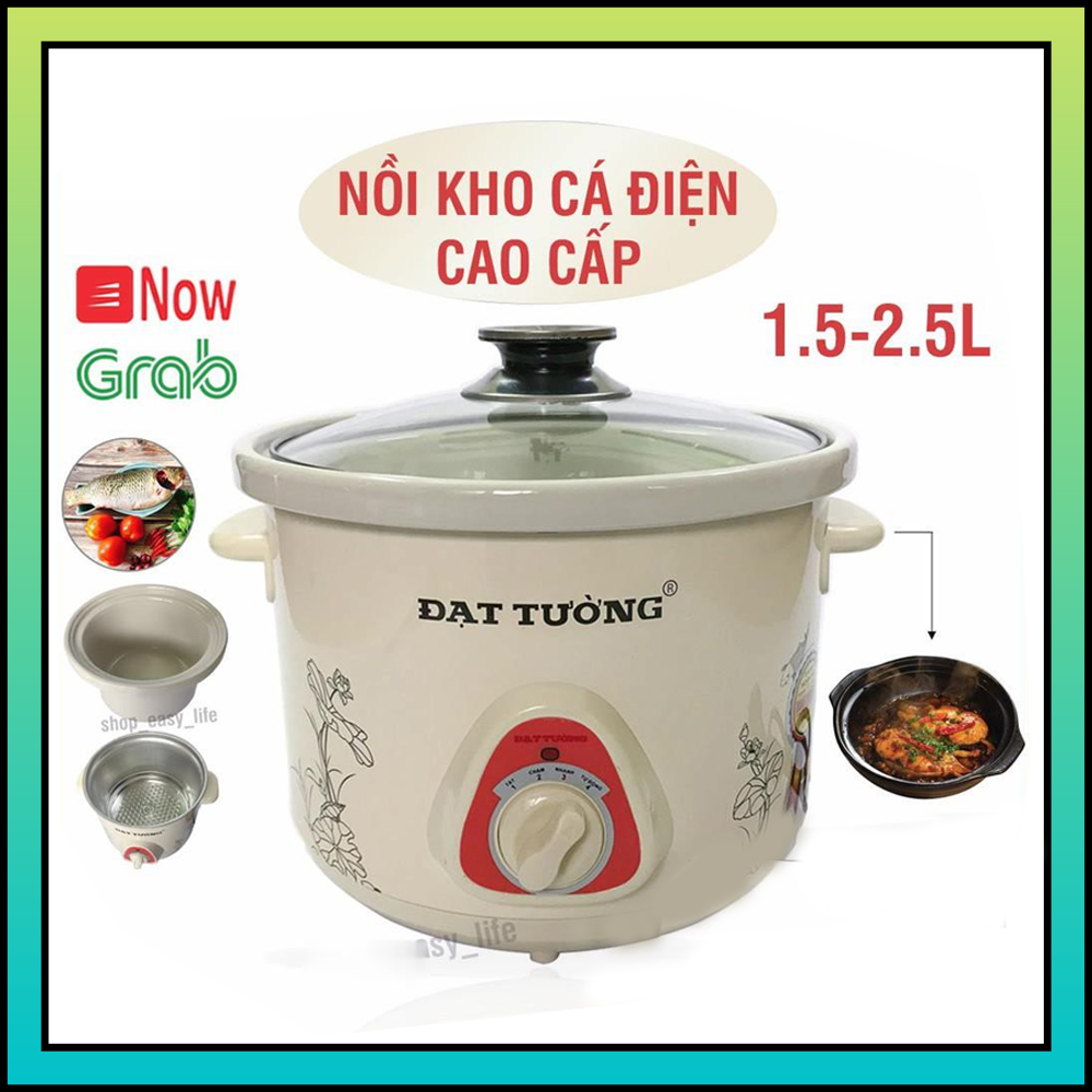 Nồi hầm cháo , kho cá 1,5 lít Đạt Tường - Nồi Hầm Cháo Chậm Đạt Tường Lõi Sứ, Nồi kho cá điện, Nồi hầm kho thịt, Nồi nấu chậm Đạt Tường dung tích 1.5 Lít , – Nồi nấu cháo chậm cho bé dùng điện