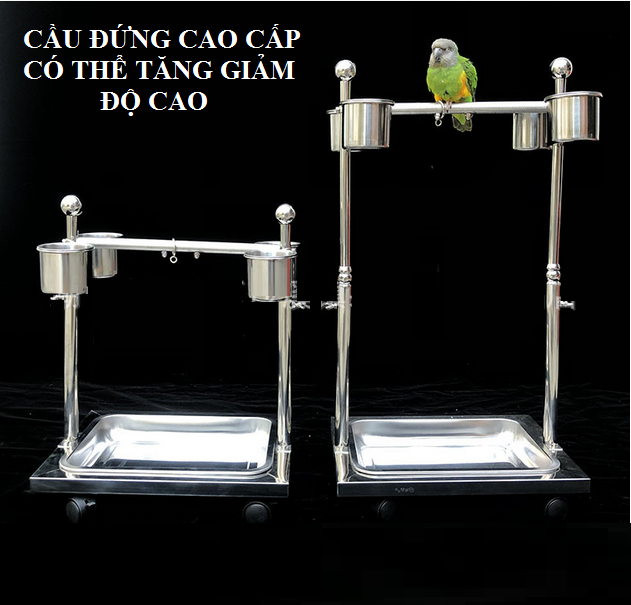 Cầu đứng iniox cao cấp nhập khẩu dành cho mọi dòng vẹt nhỏ, trung và lớn