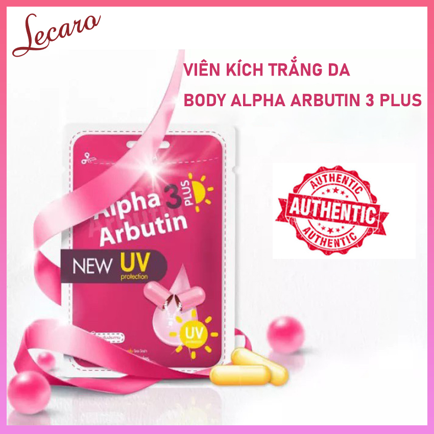 [HCM][CHÍNH HÃNG] Viên Kích Trắng Da Alpha Arbutin 3 Plus Chống Nắng UV Hộp 10 Viên Sử Dụng Cùng Sữa Dưỡng Thể Vasaline LECARO