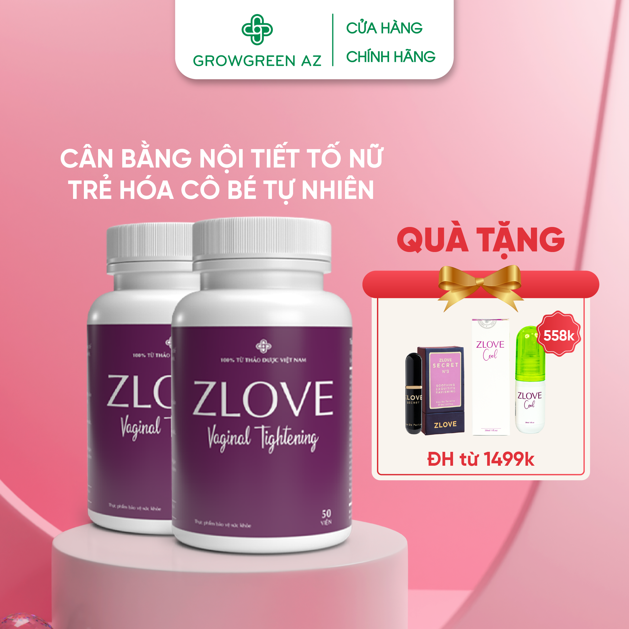 2 Hộp Viên uống Zlove Giúp Cân Bằng Nội Tiết Tố Nữ, Se Khít Và Làm Hồng Vùng Kín