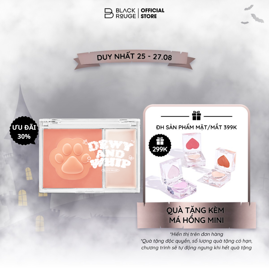 Má hồng kem kèm highlight black rouge dewy whip cheek and beam 75.1g