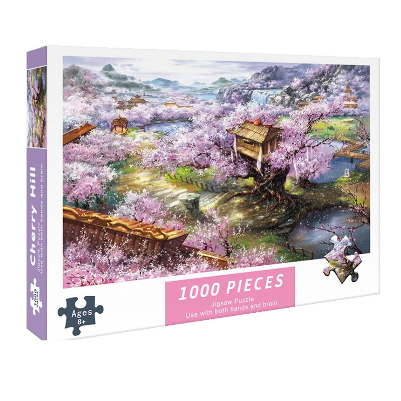 Tranh ghép hình 1000 mảnh Biệt thự Sakura dành cho người lớn và trẻ em, phát triển tư duy, kiên nhẫn, đồ chơi trẻ em, lắp ráp thông minh (kích thước: 75x50 cm) Xếp hình 1000 miếng cao cấp, Màu sắc nét, Miếng ghép khít