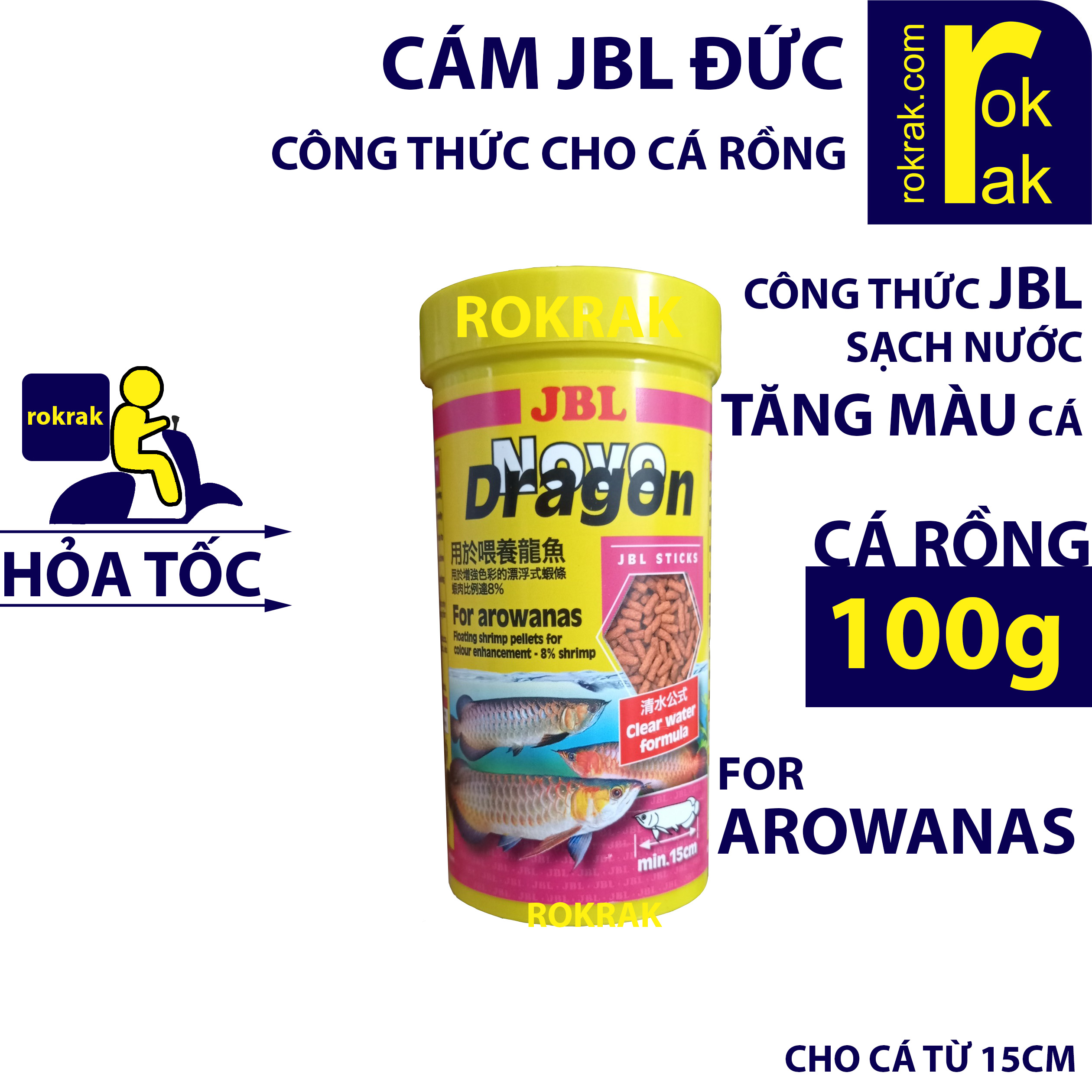 Cám jbl novo dragon cá rồng 100g thức ăn cao cấp đức tăng màu