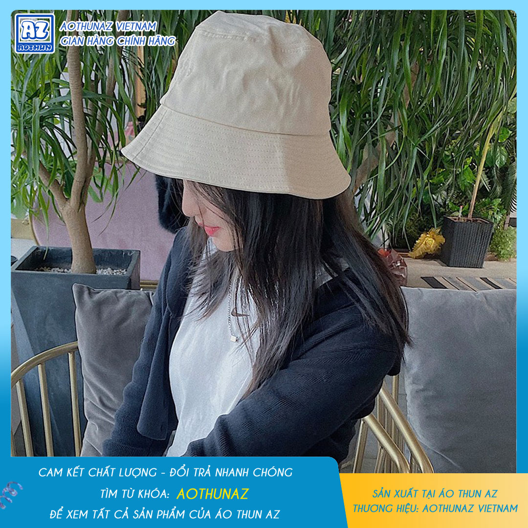 Phụ kiện thời trang mùa hè AOTHUNAZ - Mũ Bucket nữ màu cà phê sữa trơn vải đẹp