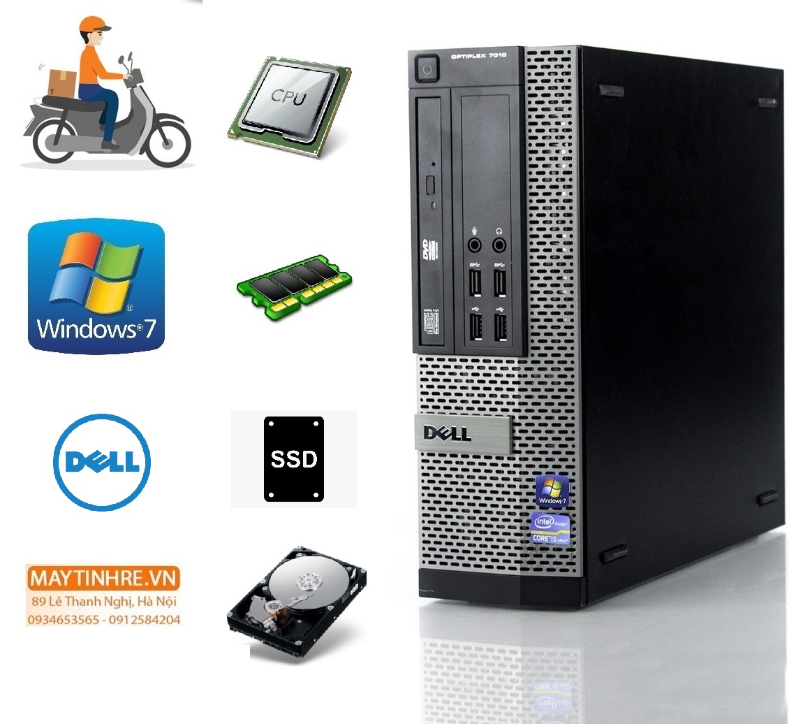 Máy tính bàn Dell Optiplex 7010 sff, CPU Core i5 3470, Ram 4G, Ổ cứng SSD  120G, Hàng nhập khẩu, chưa bao gồm phím chuột và màn hình 