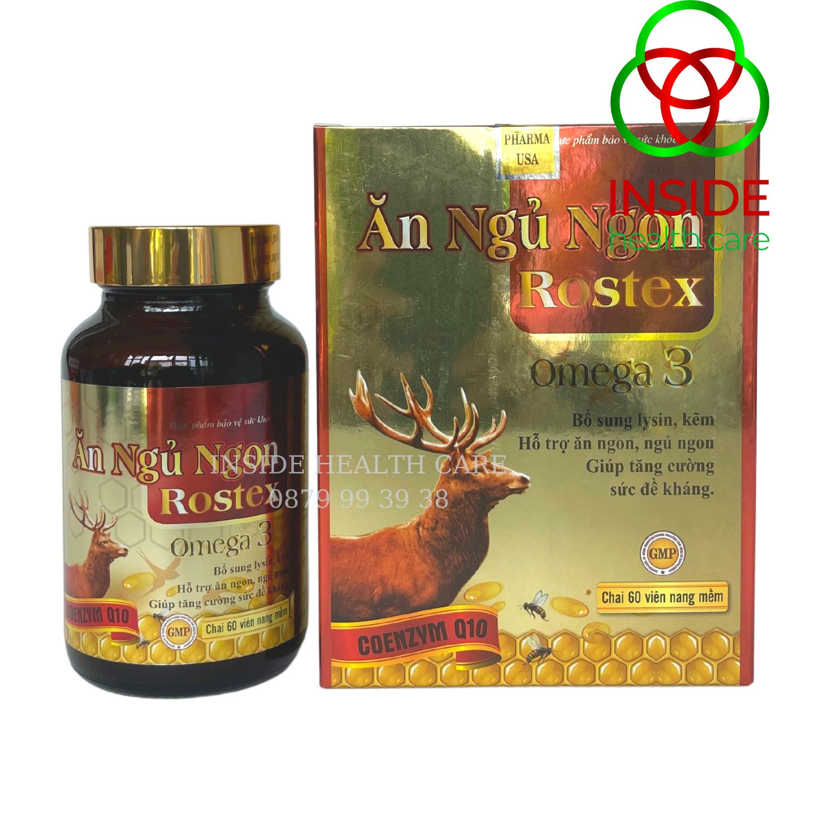 Viên Ăn Ngủ Ngon Rostex bổ sung omega 3, lysin, kẽm loại bỏ mất ngủ