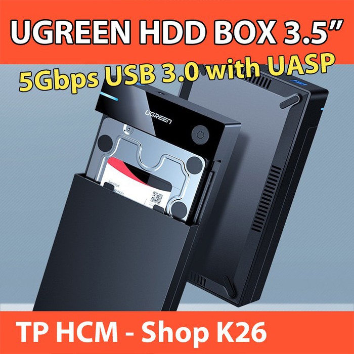 Hộp ổ cứng sata 3.5/2.5 inch hỗ trợ 10tb usb 3.0 đầu cáp nối type c ugreen us222