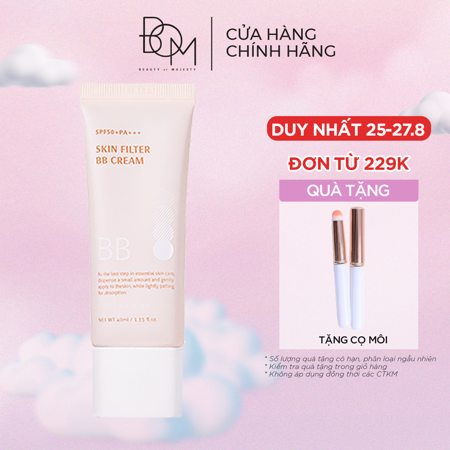 Kem nền bom skin filter bb cream spf 50 pa +++ 40ml