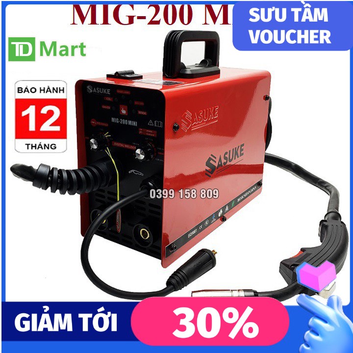 Máy hàn Mig Máy Hàn không dùng khí SASUKE 200 mini 3 chức năng - Bảo hành 12 tháng - Đầy đủ phụ kiện