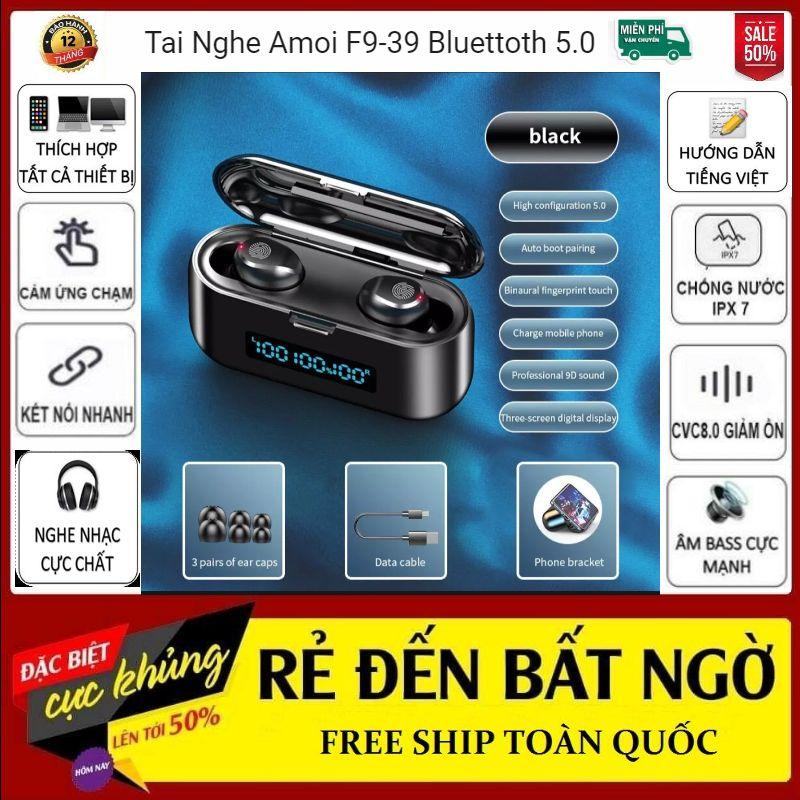 F9-39Tai Nghe Cao Cấp AMOI F9-39 TWS - Tai Nghe Bluetooth F9-39 - Tai Nghe Nhạc 9D Âm Thanh Cực Chất - Tai Nghe Kiêm Sạc Dự Phòng 3500 mAh - Tai Nghe Chông Thấm Nước, Thấm Mồ Hôi - Tai Nghe Thích Hợp Cho Tất Cả Các Dòng Smart Phone SS OP IP