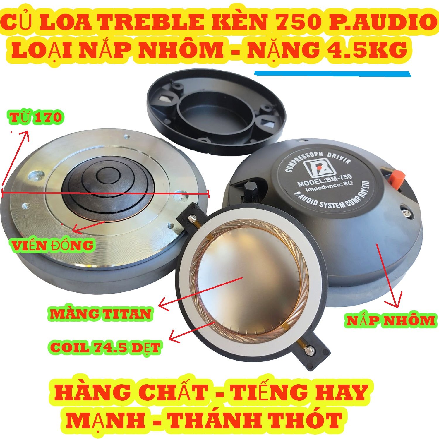 LOA TREBLE KÈN 750 PAUDIO CÔN DẸT HÀNG NHẬP KHẨU - GIÁ 2 LOA