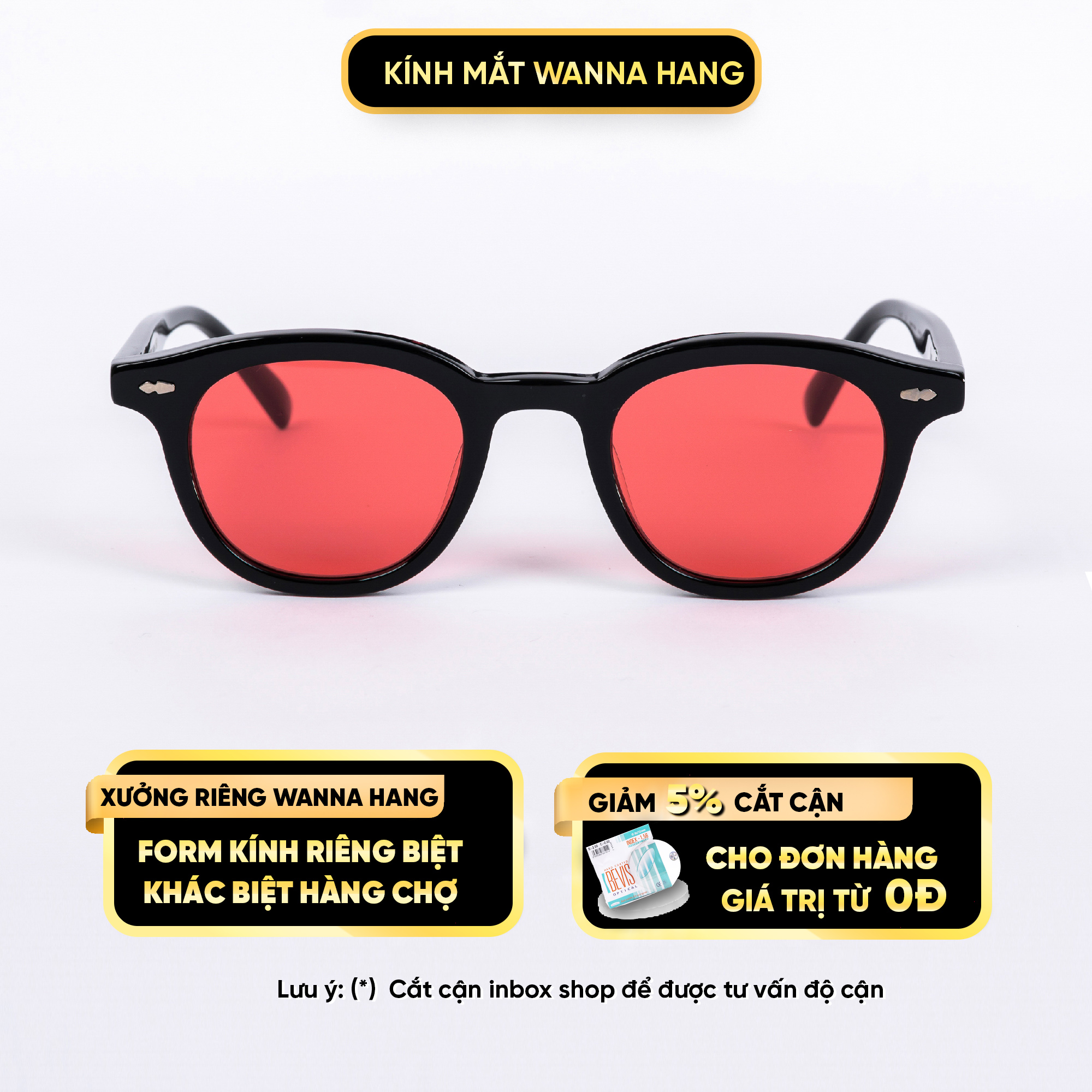 Gọng kính cận nam nữ tròn đẹp thời trang Hàn Quốc cao cấp chống tia UV Wanna Hang DAY WHGM76