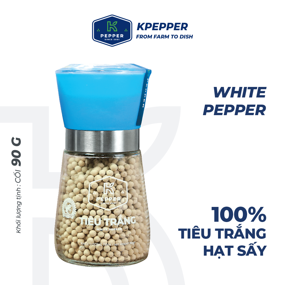 Tiêu trắng K Pepper 90g + cối xay tiêu cầm tay