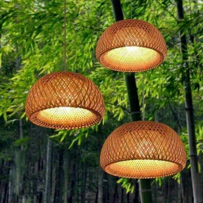 Đèn mây tre dạng nấm 45*25cm