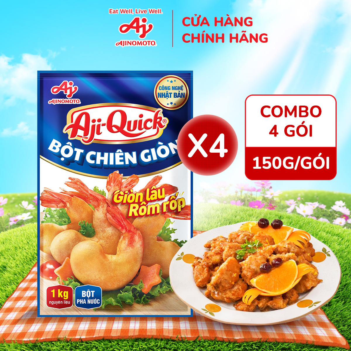 Combo 4 Gói Gia Vị Nêm Sẵn Aji-Quick® Bột Chiên Giòn 150g/Gói