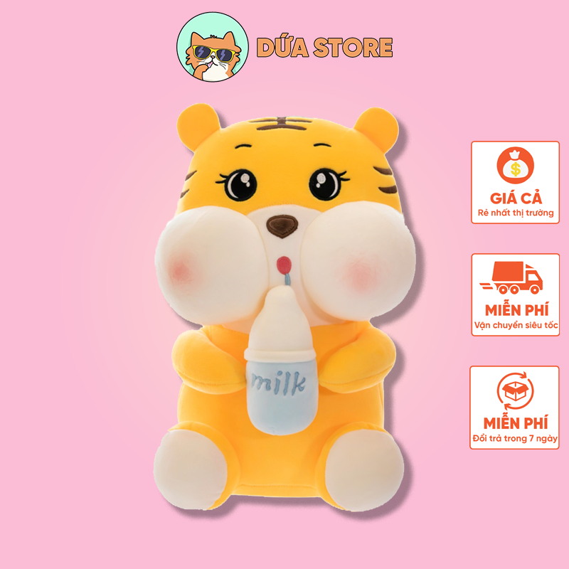 Gấu bông hổ ôm bình sữa 80cm cực xinh dứa store