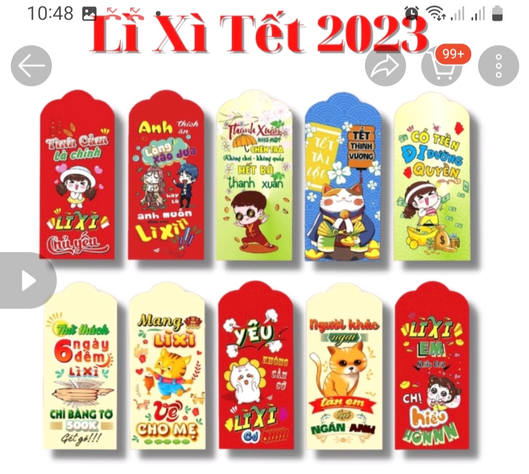 Túi 20 chiếc Lì xì Tết bao lì xì Tết mx nhiều mẫu
