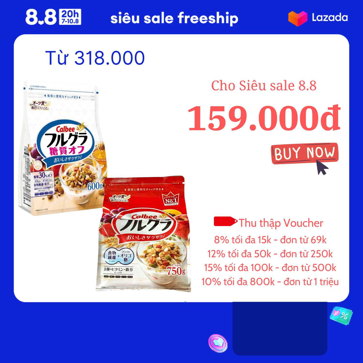 Ngũ cốc calbee mẫu mới 750g - nội địa nhật bản