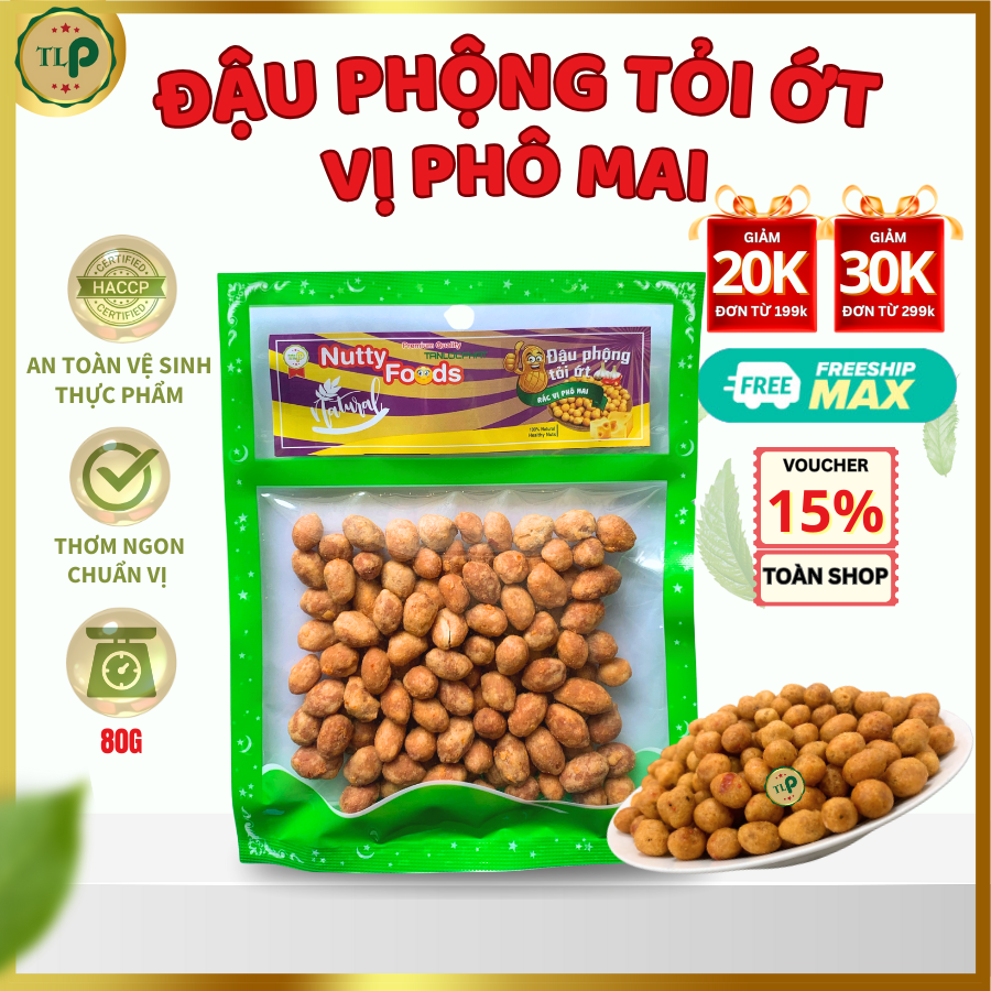 Đậu phộng tỏi ớt rắc vị phô mai tân lộc phát - bịch 80g