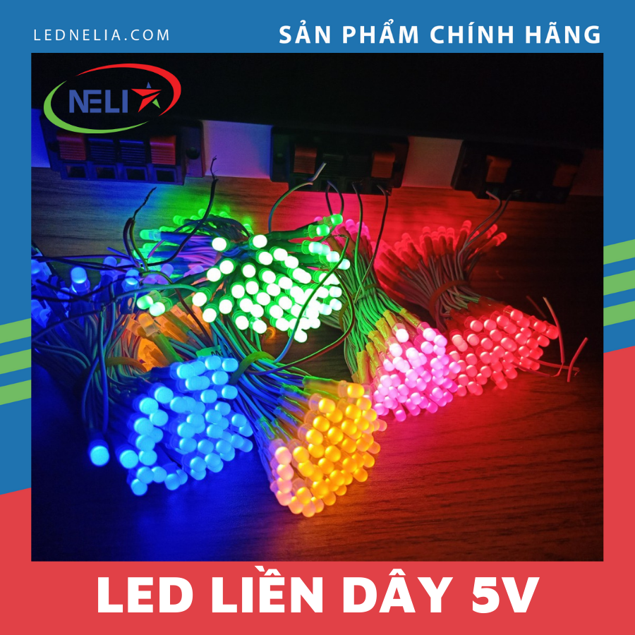 Led liền dây (led ruồi) 5mm điện áp 5V làm biển vẫy quảng cáo, tiết kiệm điện áp, bền màu.