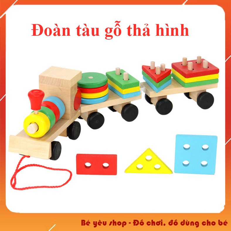 Đoàn tàu gỗ thả hình - đồ chơi giáo dục - đồ chơi gỗ thông mình