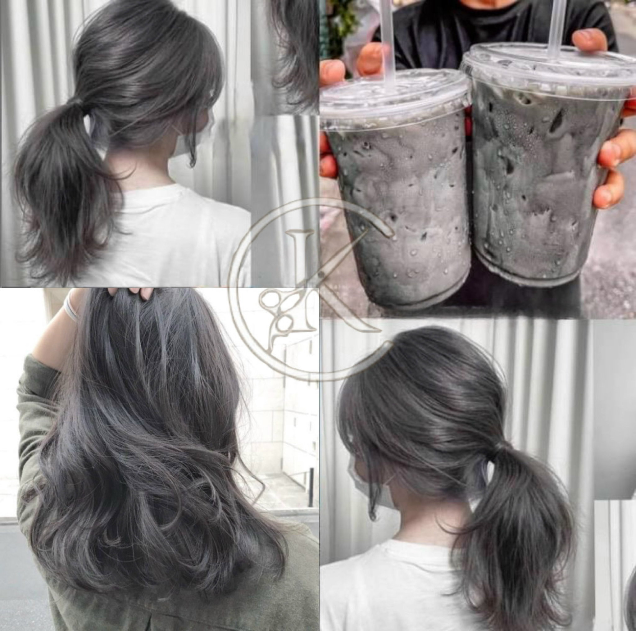 Thuốc Nhuộm Tóc Màu Than Chì - Xám Đen Tặng Ngay Trợ Dưỡng 100mg - Không tẩy tóc - Khanh.Color