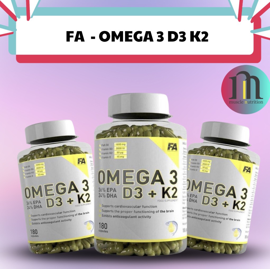 FA Omega 3 D3+K2 Plus Thêm Vitamin E (180viên) Hỗ trợ miễn dịch,tốt cho tim mạch,hỗ trợ xương khớp , ngăn ngừa lão hóa