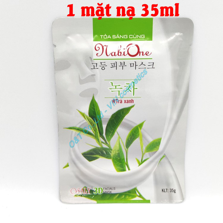 Mặt nạ dưỡng trắng da giữ ẩm ngừa mụn trà xanh collagen Nabi One 35ml