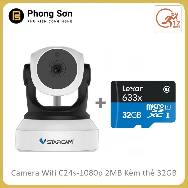 Camera wifi IP Vstarcam C24s Full HD 1080P (Tặng thẻ 32GB)