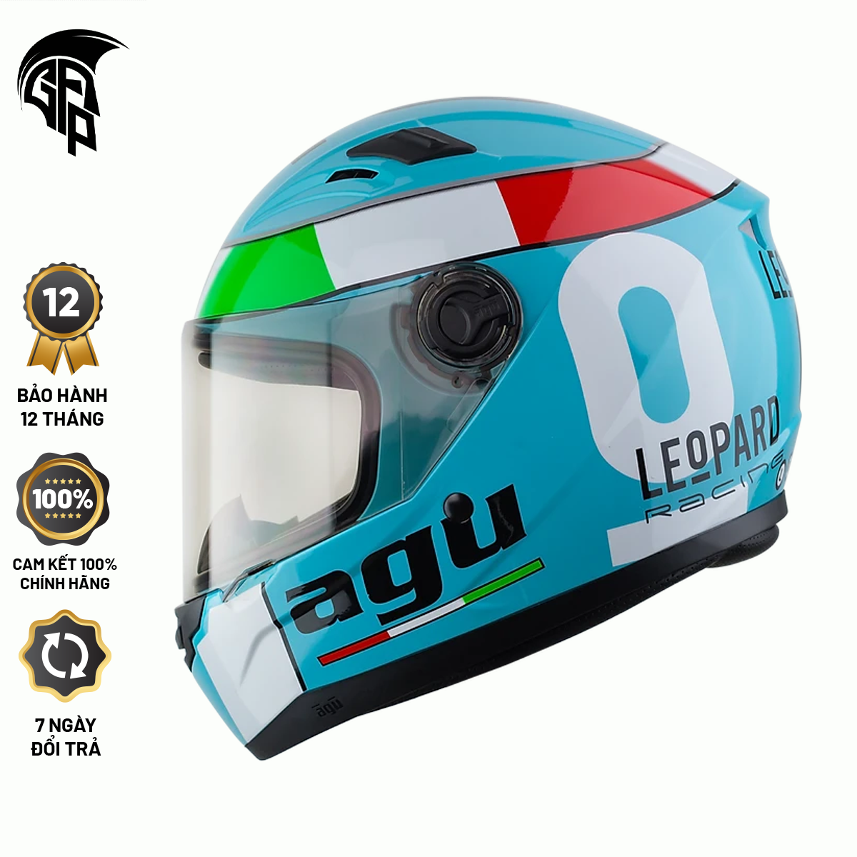 Mũ Bảo Hiểm FULLFACE AGU 79 Tem LEOPARD - Bảo Hành Chính Hãng 12 Tháng