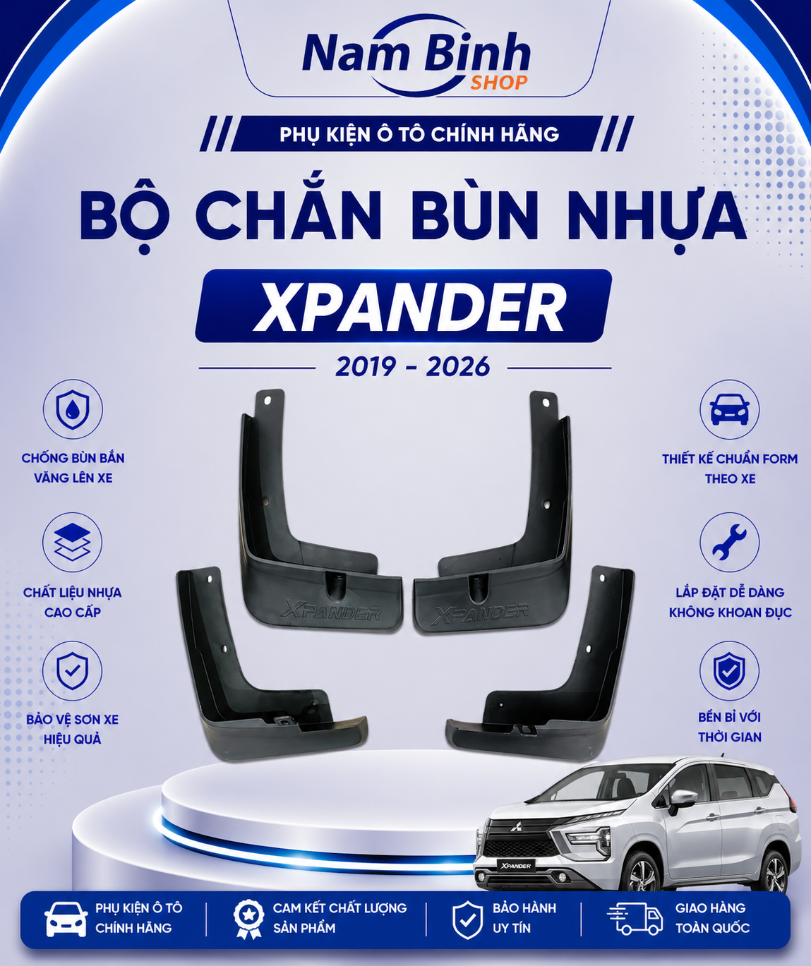 Mitsubishi Xpander 2019-2026 Plastic Mud Flaps Set | Anti-Splash Wheel Mudguards, Standard Form to Match Vehicle Giá 195,000 Đồng*Miễn phí vận chuyển