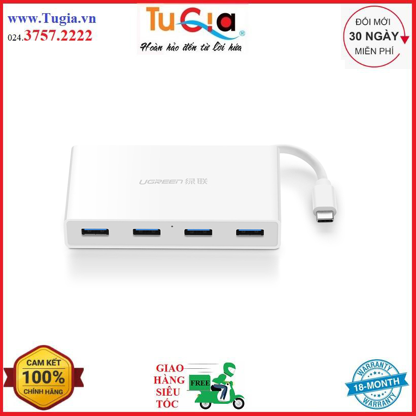 Bộ chuyển đổi ugreen usb type-c sang 4 cổng usb3.0 30278 - hàng chính hãng
