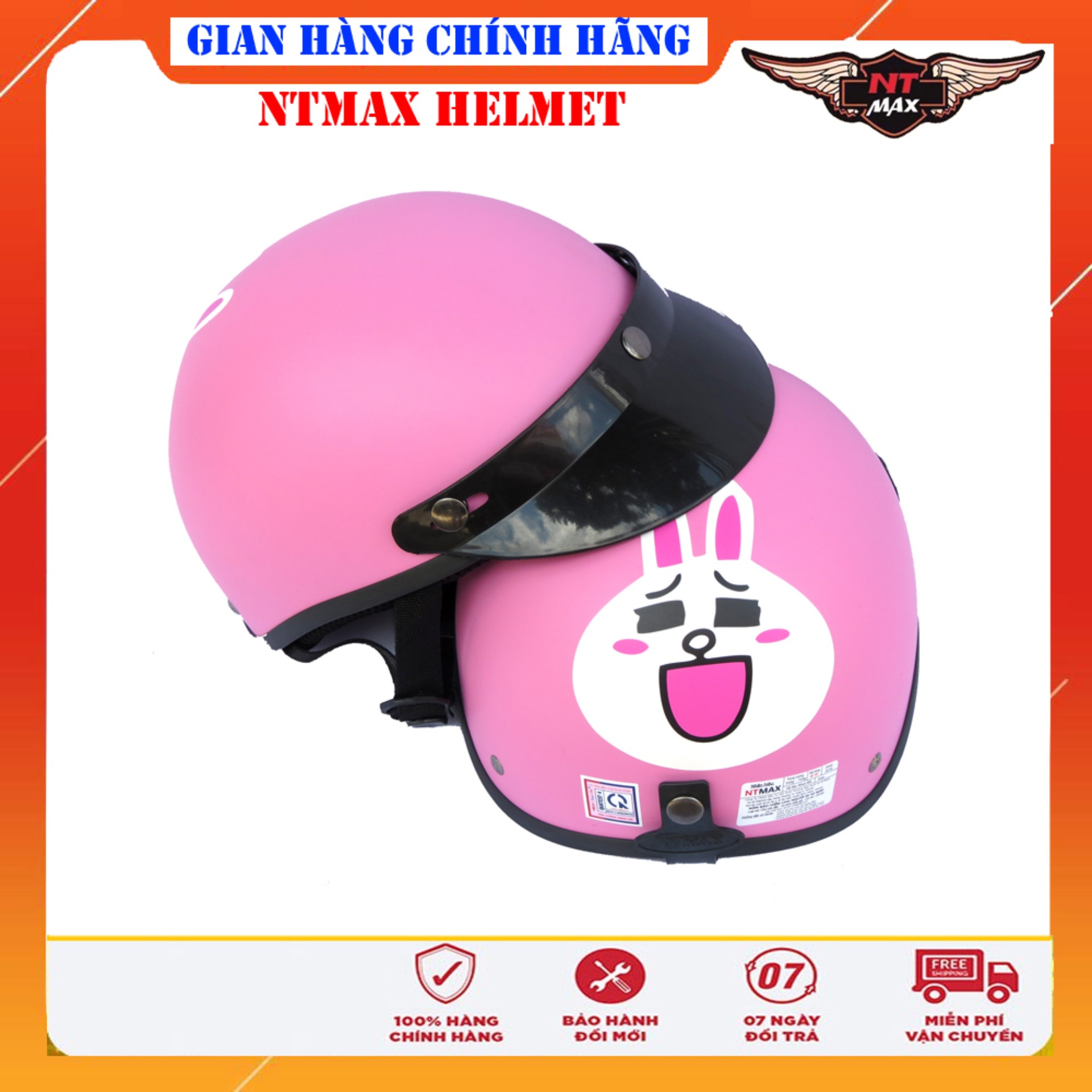 Mũ bảo hiểm NTMAX 1/2 thỏ siêu cute