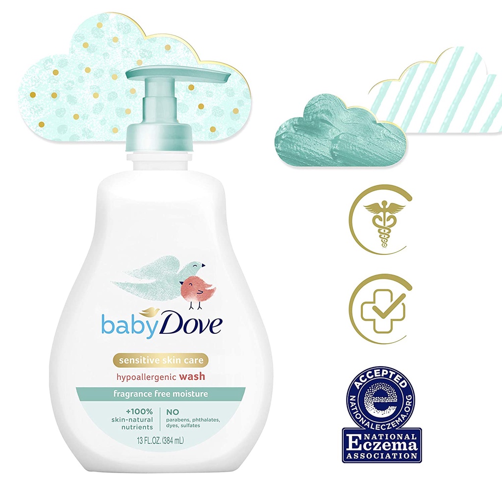 Sữa Tắm & Dầu Gội dưỡng ẩm toàn thân cho trẻ da nhạy cảm Baby Dove Tip To