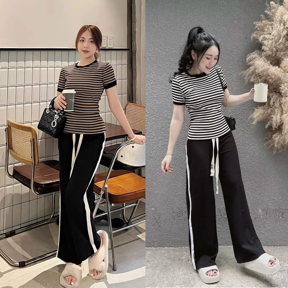 Đồ Bộ Nữ Mặc Nhà Anquachi Đẹp Thun Gân Co Giãn Ở Nhà Dễ Thương Quần Dài Form Rộng Cute S137