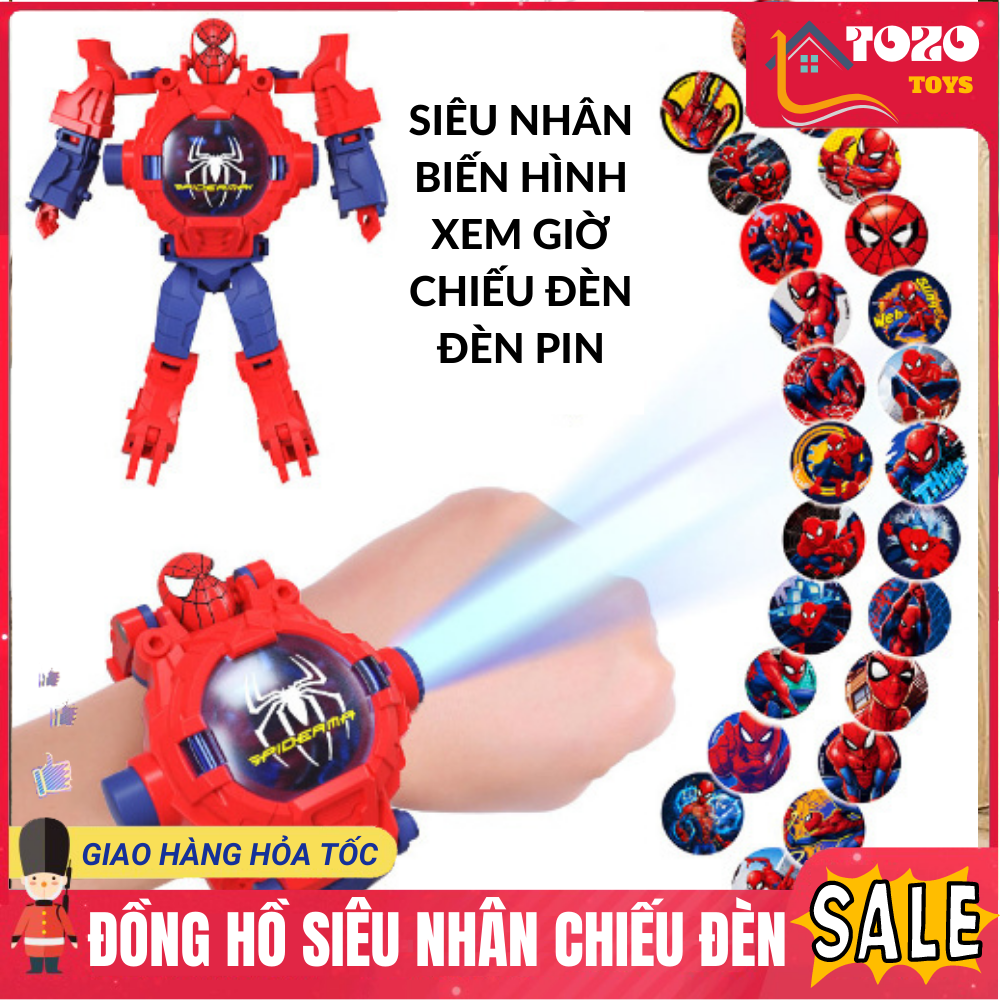 Đồ chơi đồng hồ siêu nhân chiếu đèn - robot biến hình trẻ em cho bé có đèn chiếu hình