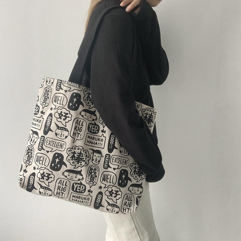 Túi tote đeo chéo unisex phong cách ullzzang - túi vải canvas thời trang đeo vai gn07